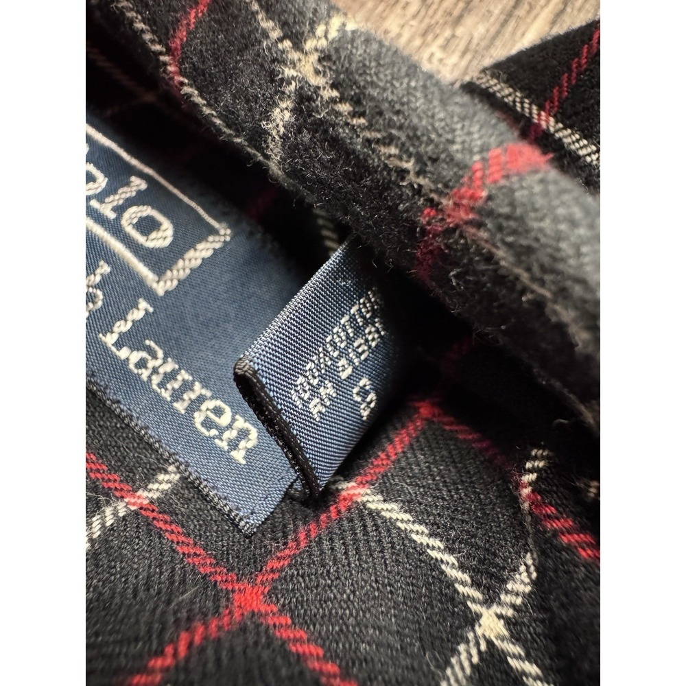 Polo Ralph Lauren Shirt Mens XL Black Red Plaid Button Up Flannel Flap Pockets - Picture 7 of 9